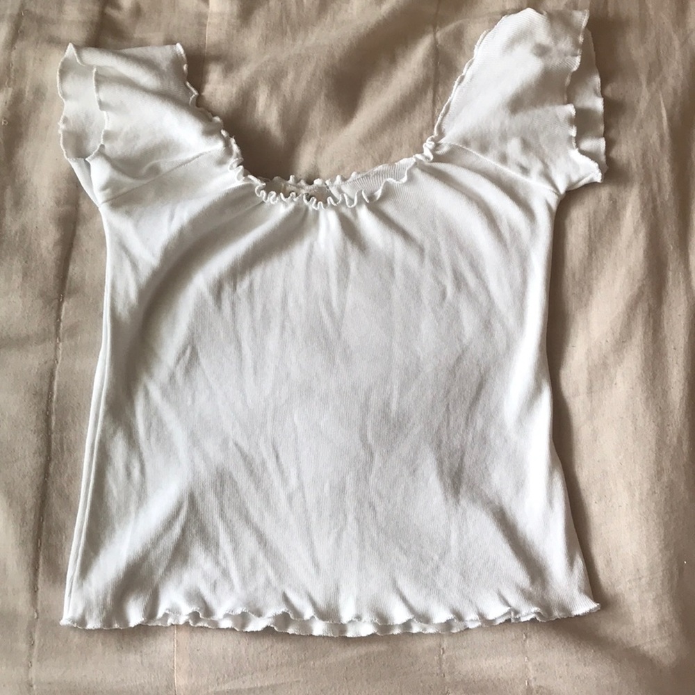 off the shoulder white tee